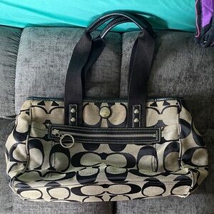 Coach Black Signature Canvas Tote